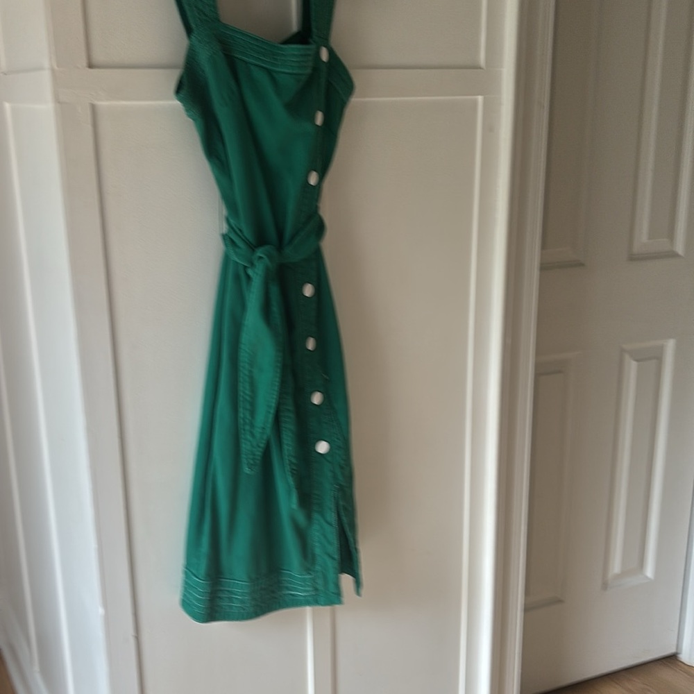 Anthropology Maeve Elizabeth Green side button dress size 2P - Picture 5 of 8